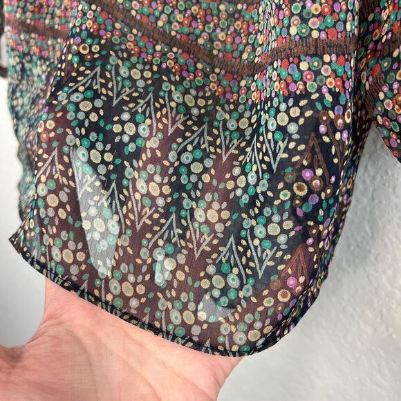 Maeve by Anthropologie Floral Print Sheer Poppy Peasant Blouse Size XS - Picture 4 of 6